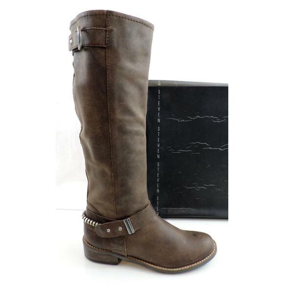 Women's Shoes Steven by Steve Madden Ryley Riding Boots Brown Distressed Size 6 - Picture 1 of 8